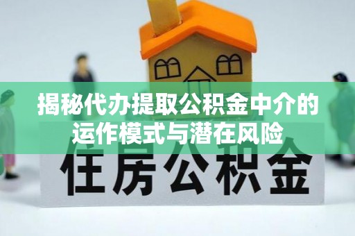 平陆揭秘代办提取公积金中介的运作模式与潜在风险